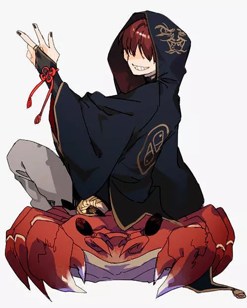 画师笔下的星座拟人,双子座戴着白狐面具,漫画般的射手公子