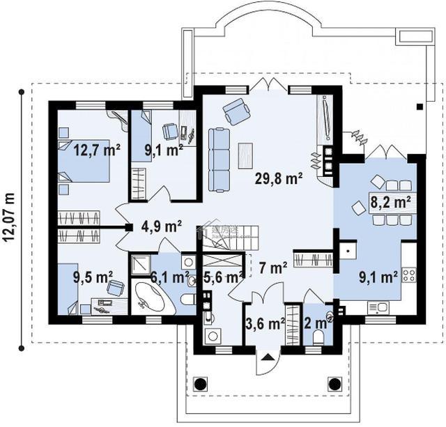 单层住宅平面图图片
