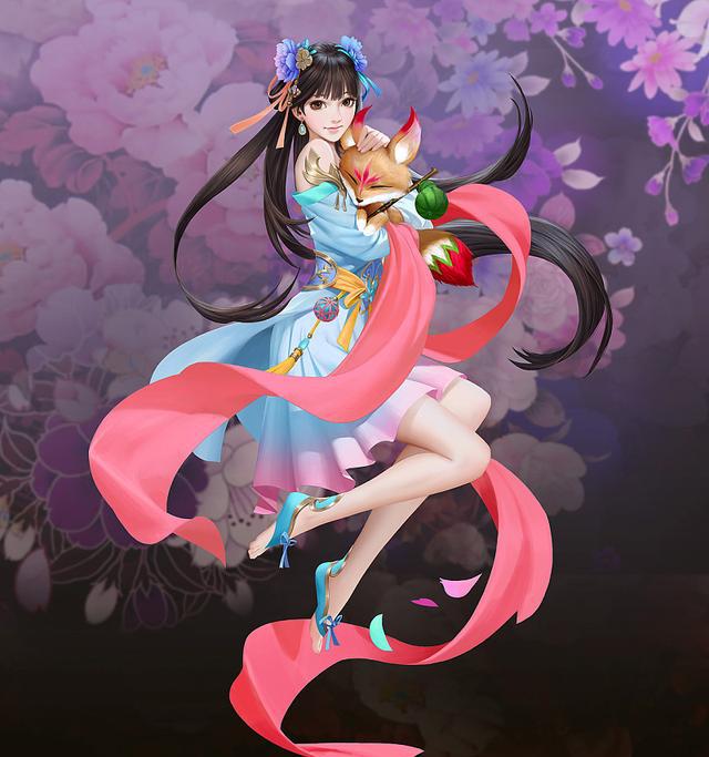 天龙八部手游小灵狐插画角色步骤图