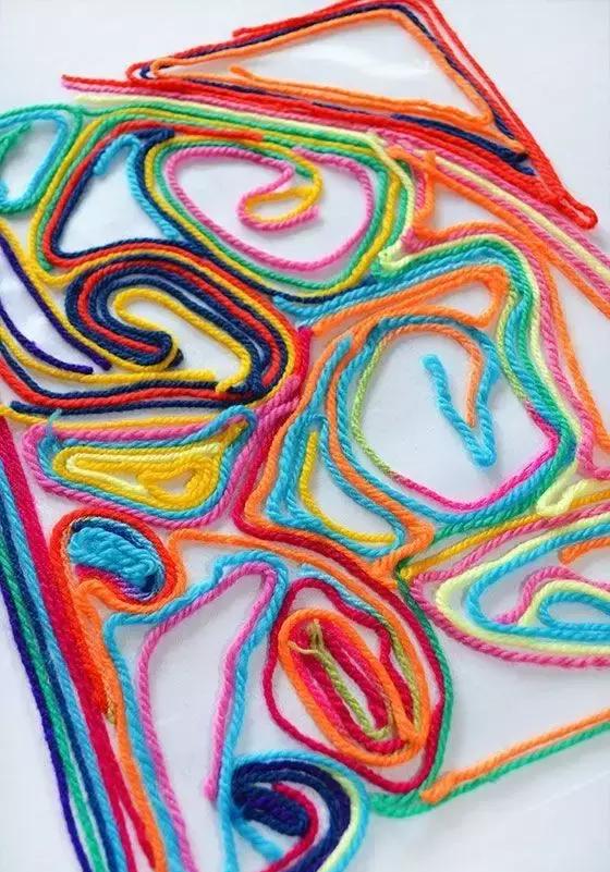 「毛线手工」幼儿园旧毛线创意手工,孩子能把它做成画!