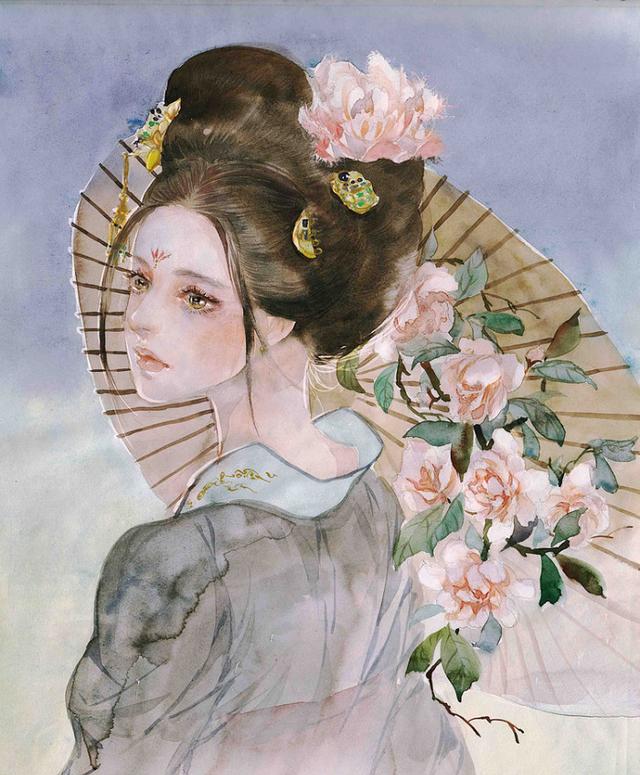 古风手绘美人江山图