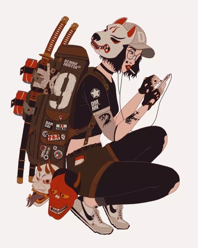 插画艺术家maulencinas一组嘻哈风人物插画