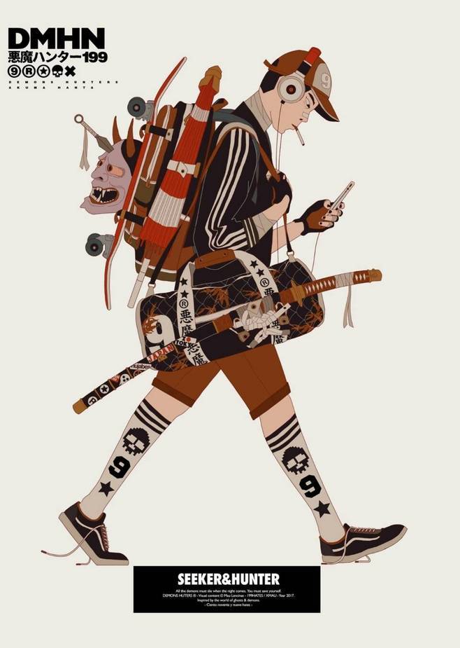 插画艺术家maulencinas一组嘻哈风人物插画