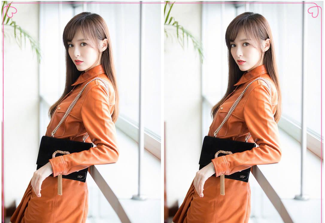 唐嫣仅仅是换了一款斜刘海穿上皮衣的她竟然又美出新高度