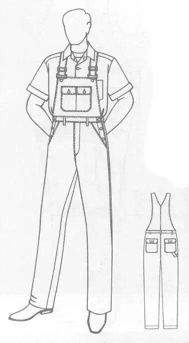 男装制版两款男士背带工装裤的设计与制图