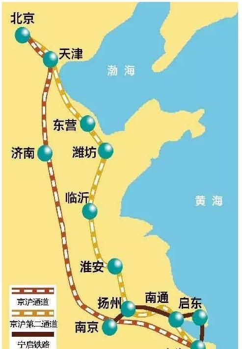 规划中的第二京沪高铁设计时速350公里/小时,途径城市依次为北京,天