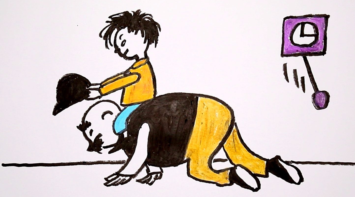 读经典学画画,免费简笔画教学视频之《父与子》,高鳍红剑作品