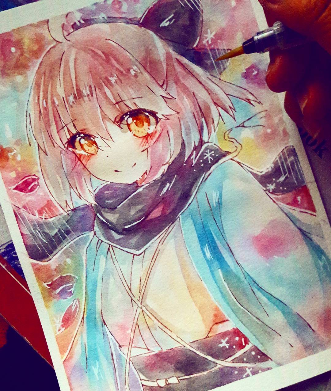 一组水彩动漫人物插画