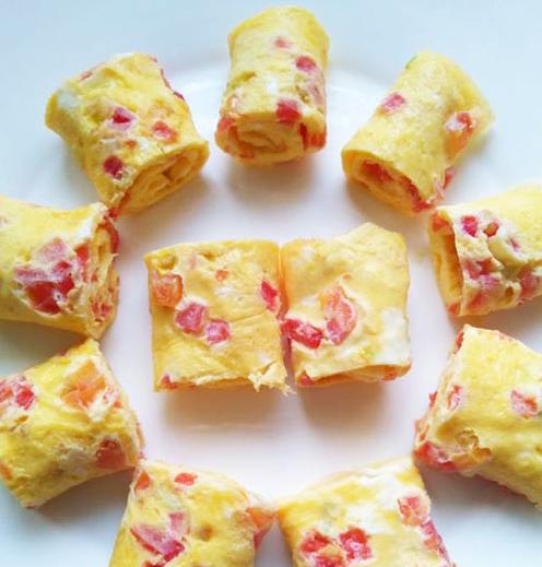 番茄鸡蛋卷,爱挑食的小孩当做小点心吃,美味营养!