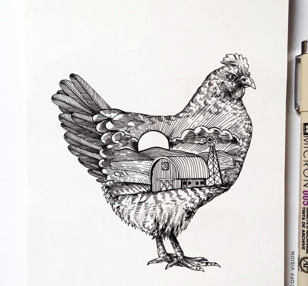 创意手绘,厉害,签字笔也能画成这样,不要再说笔不好用