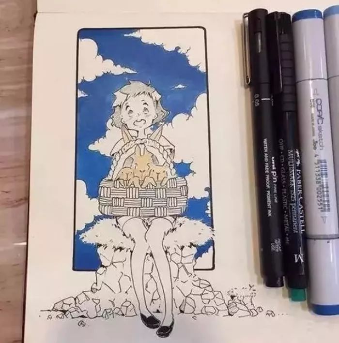 只用普通的练习本画出纯纯小清新的日本小姐姐ikedda