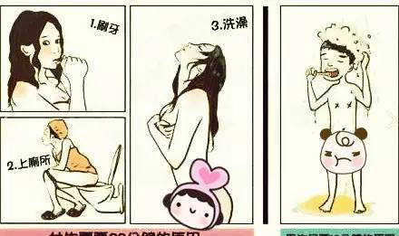 一张图告诉你男生洗澡和女生洗澡的区别