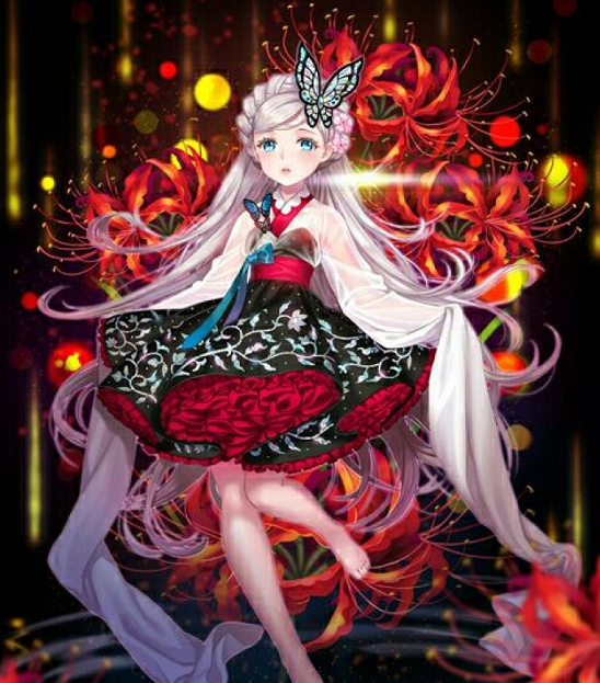 二次元动漫美少女,彼岸花系列,开在冥界的一种花