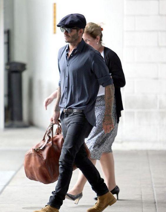 贝克汉姆街拍,简单的t恤就可以有型一整个夏天