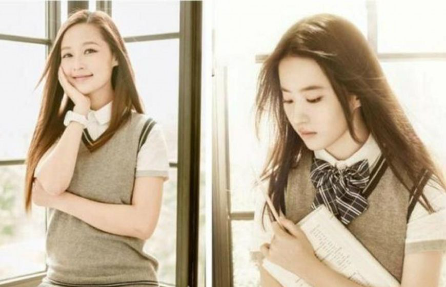 李沁撞上刘亦菲相差3岁同穿校服差距不是一般的大