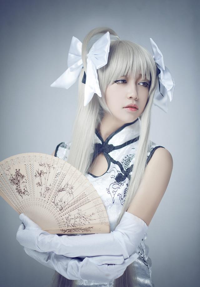 缘之空春日野穹cosplay正片,白旗袍cos福利