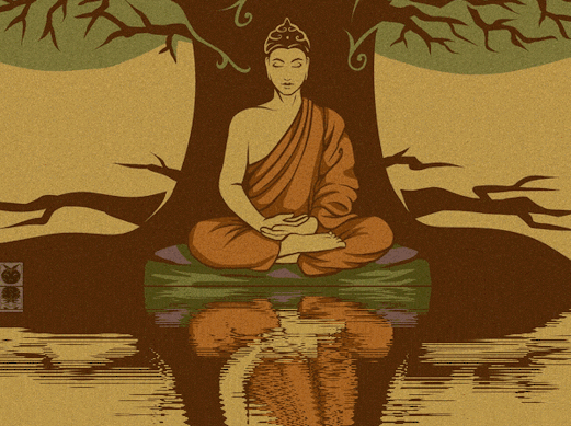 他终于翻墙逃出了皇宫,一路苦修,最后在菩提树下觉悟成佛,而这位王子