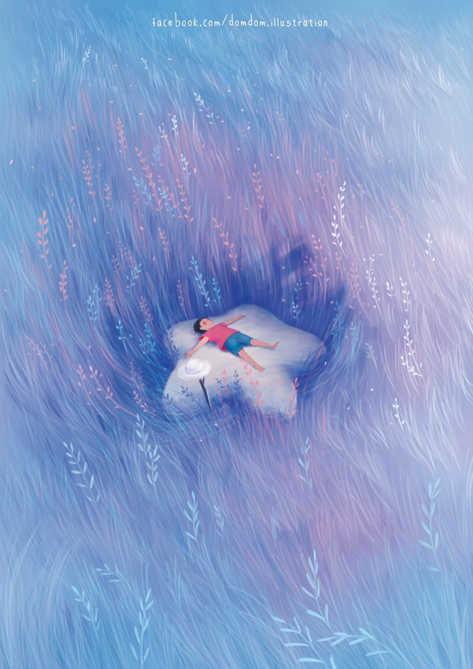 儿时梦境里的惬意小时光插画by0363m0363m