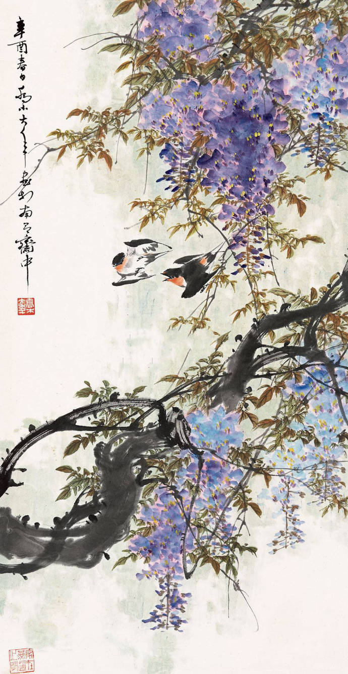 乔木笔下紫藤趣色嫣丽