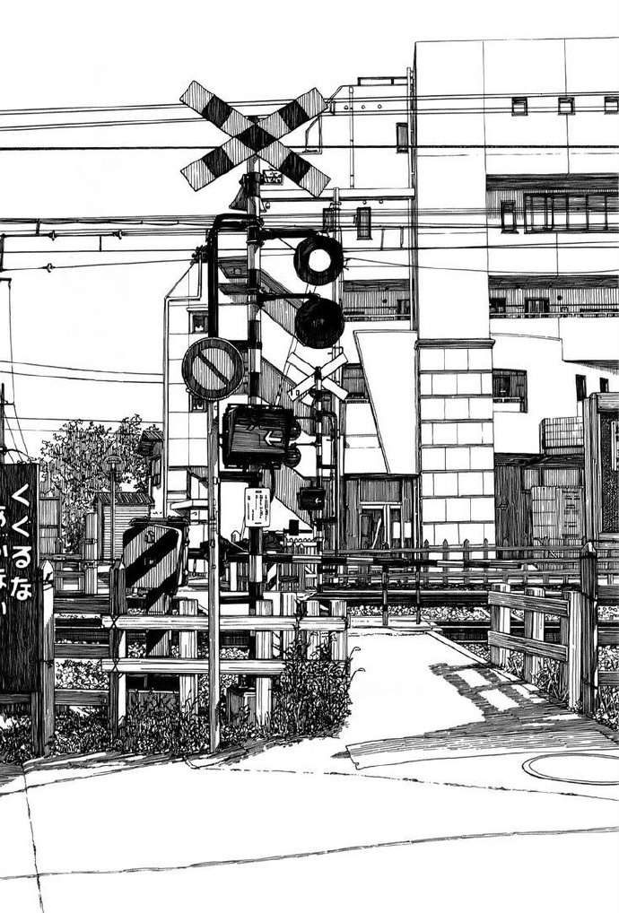 漫画中的黑白手绘场景