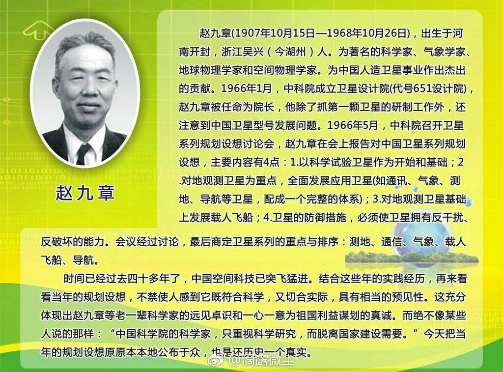 纪念"两弹一星"元勋赵九章先生逝世50周年