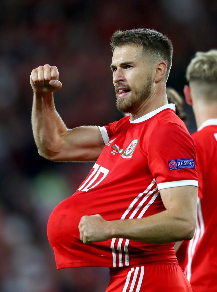 为威尔士进球后的拉姆塞.