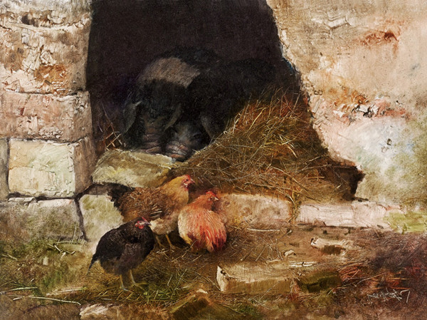农村生活,王元鼎油画作品欣赏