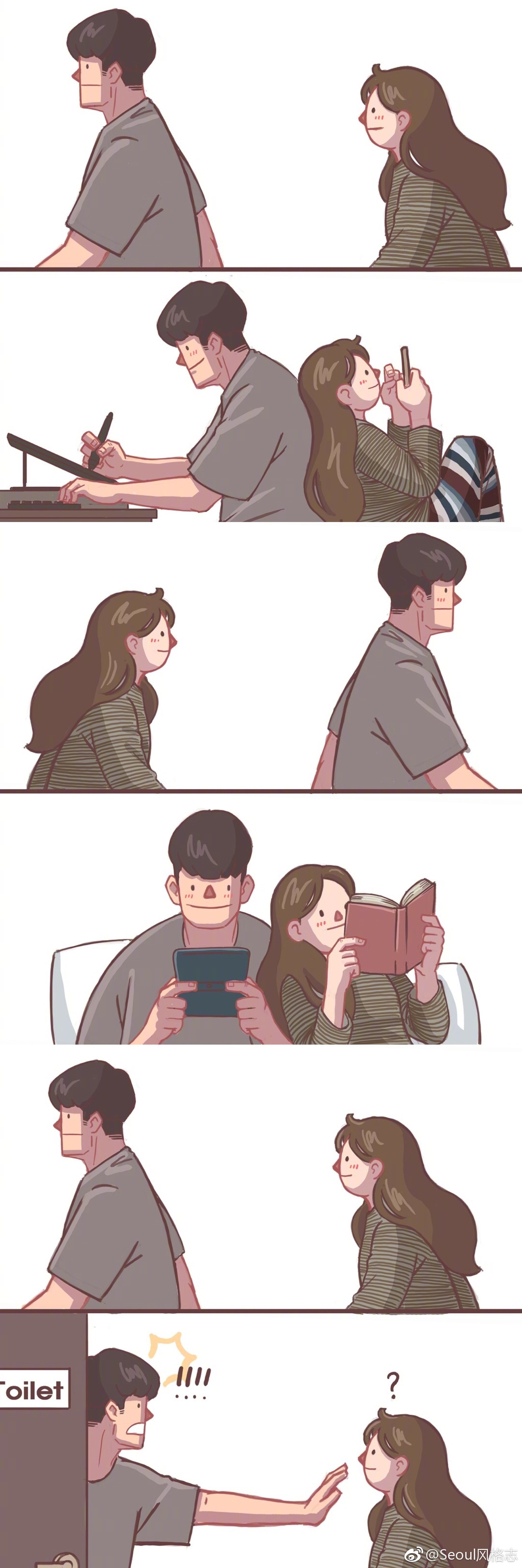 暖心情侣漫画,每一组作品都是情侣之间日常细碎的小故事