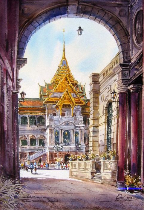 来自艺术家thanakorn chaijinda 的建筑水彩画作