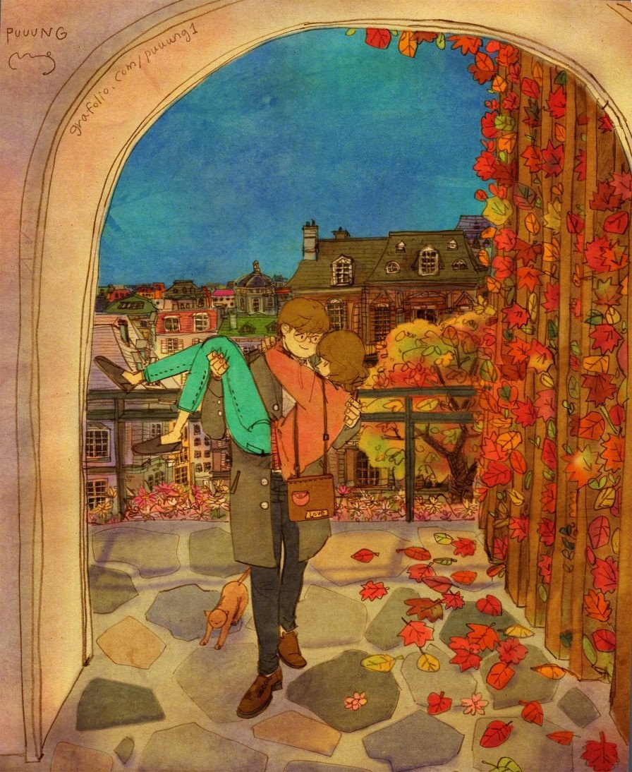 浪漫情侣的生活插画师puuung