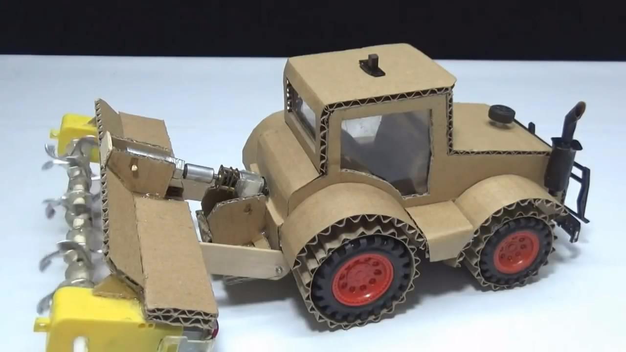 神奇的纸板,教你制作"遥控纸板耕地车"的方法,非常有创意