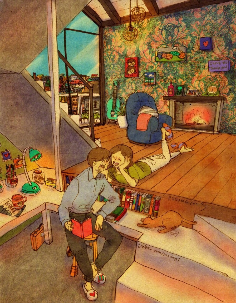 浪漫情侣的生活插画师puuung