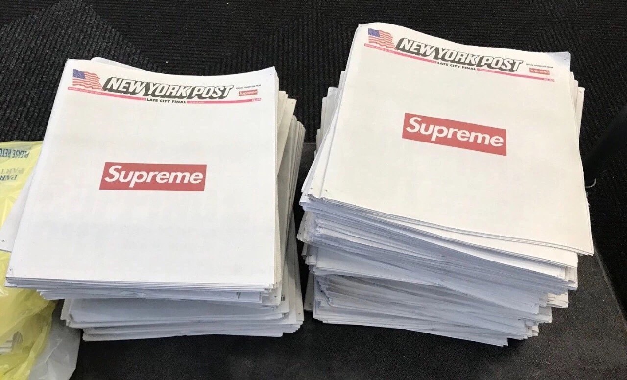 supreme在8月14号的《纽约邮报》上为了秋季新品简简单单的印上了极具