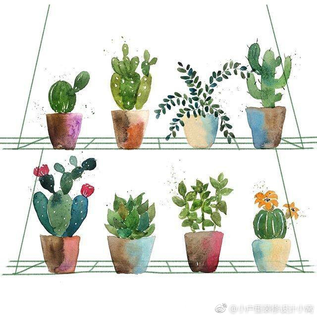 水彩手绘绿植一组insinksnthings
