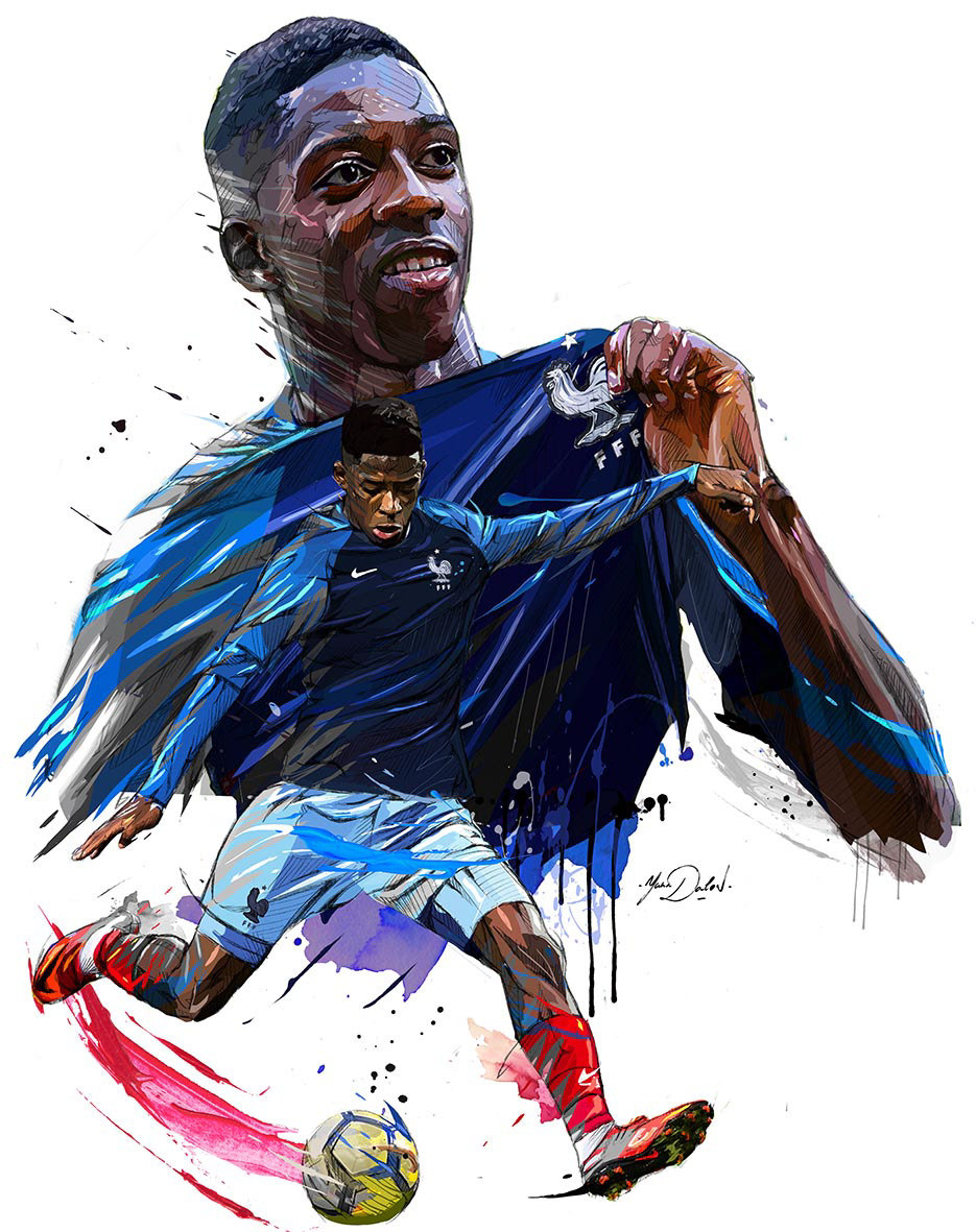 世界杯法国队球星肖像插画.by.巴黎插画师yann dalon