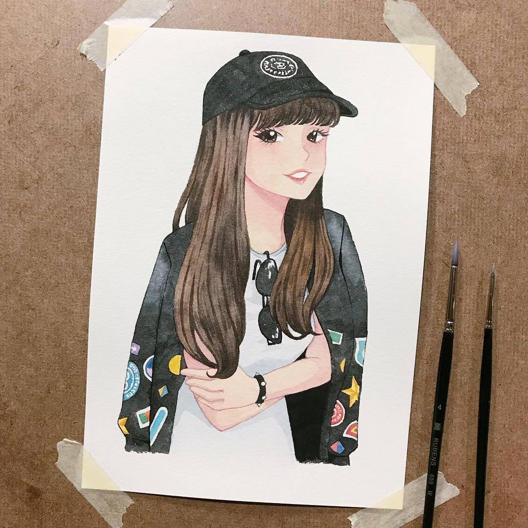 小清新水彩漂亮小姐姐泰国插画师08mindmelodyworld