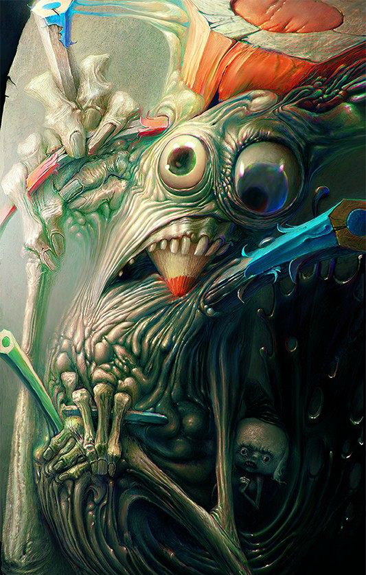 变异生物还是虫子成精俄罗斯画师这组插画有种说不出的诡异