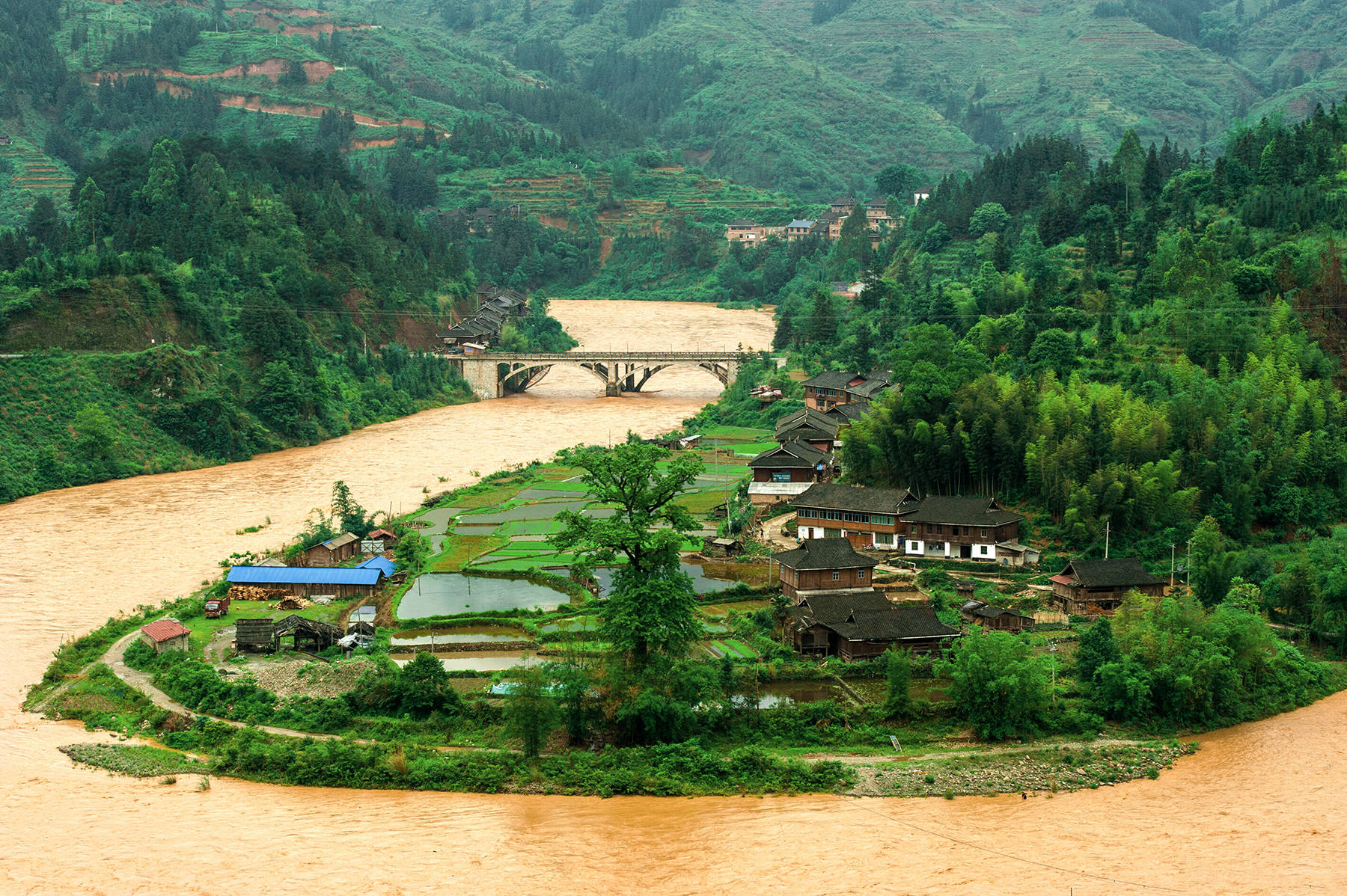 绿树村边合青山郭外斜