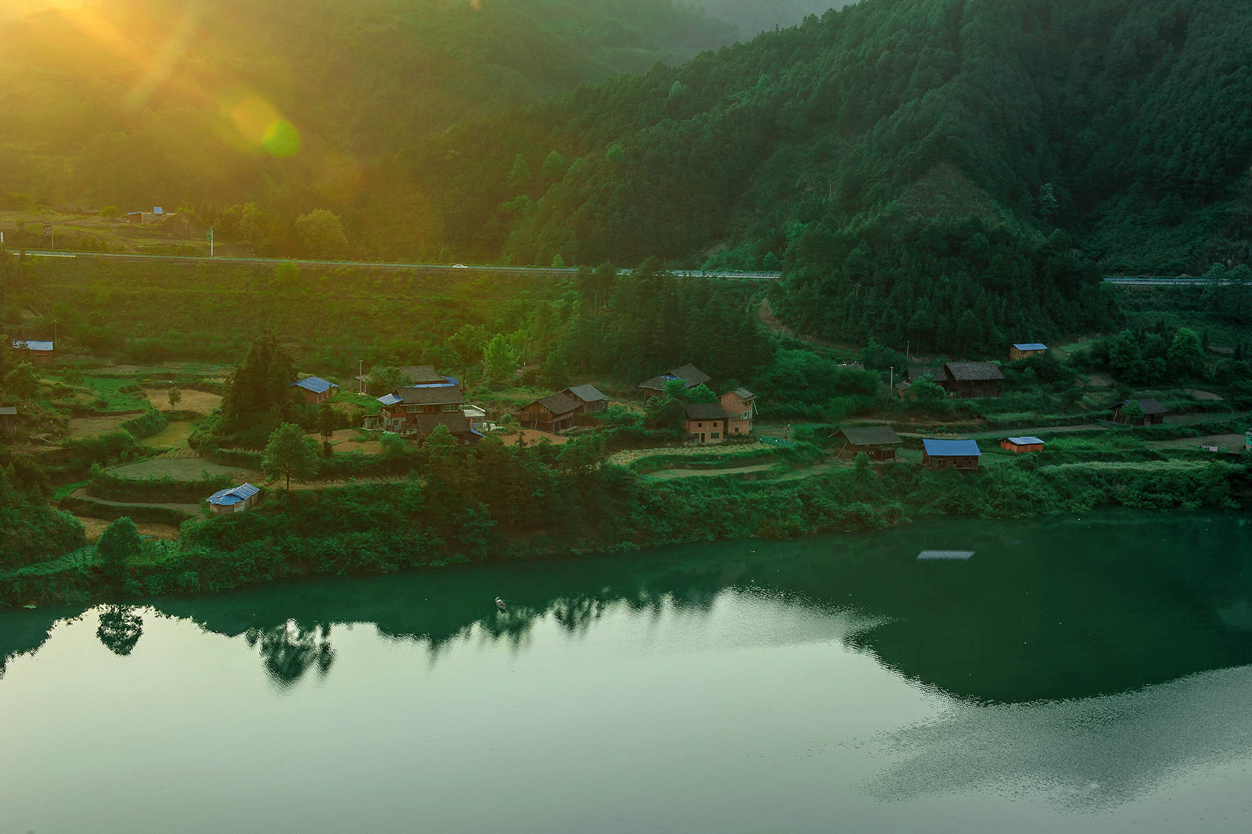 绿树村边合青山郭外斜