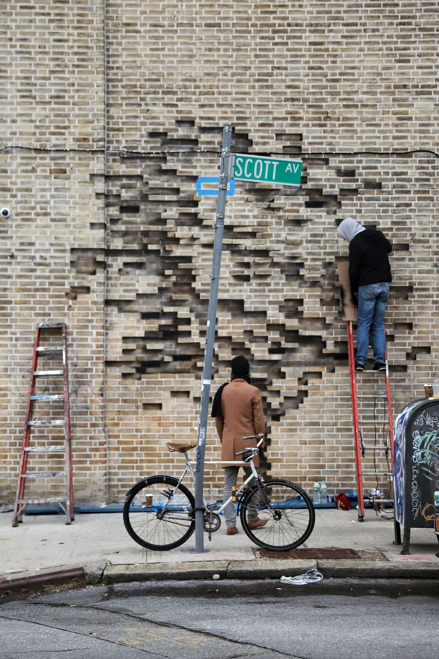 早上好,西班牙艺术家 pejac 的街头艺术新作