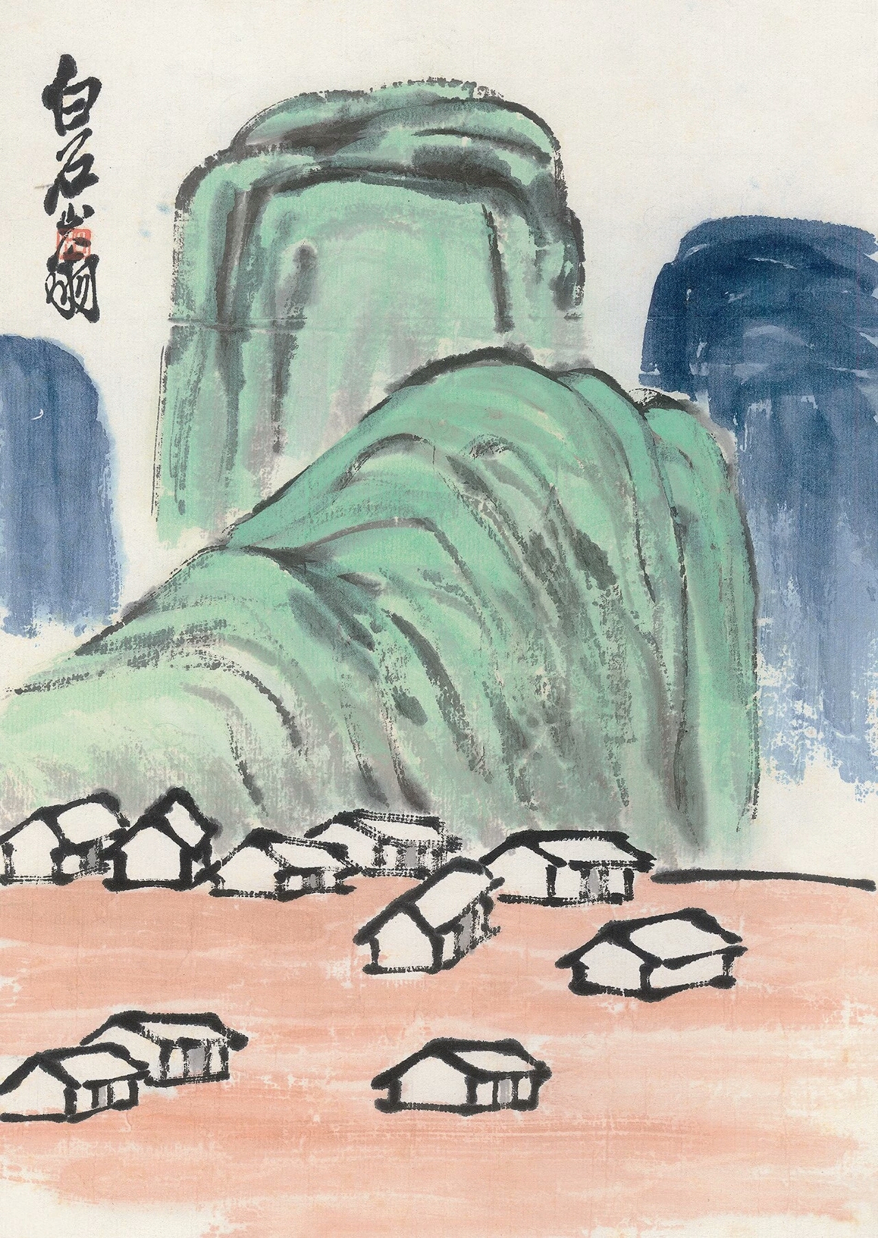 简少,奇新,粗拙丨齐白石山水画