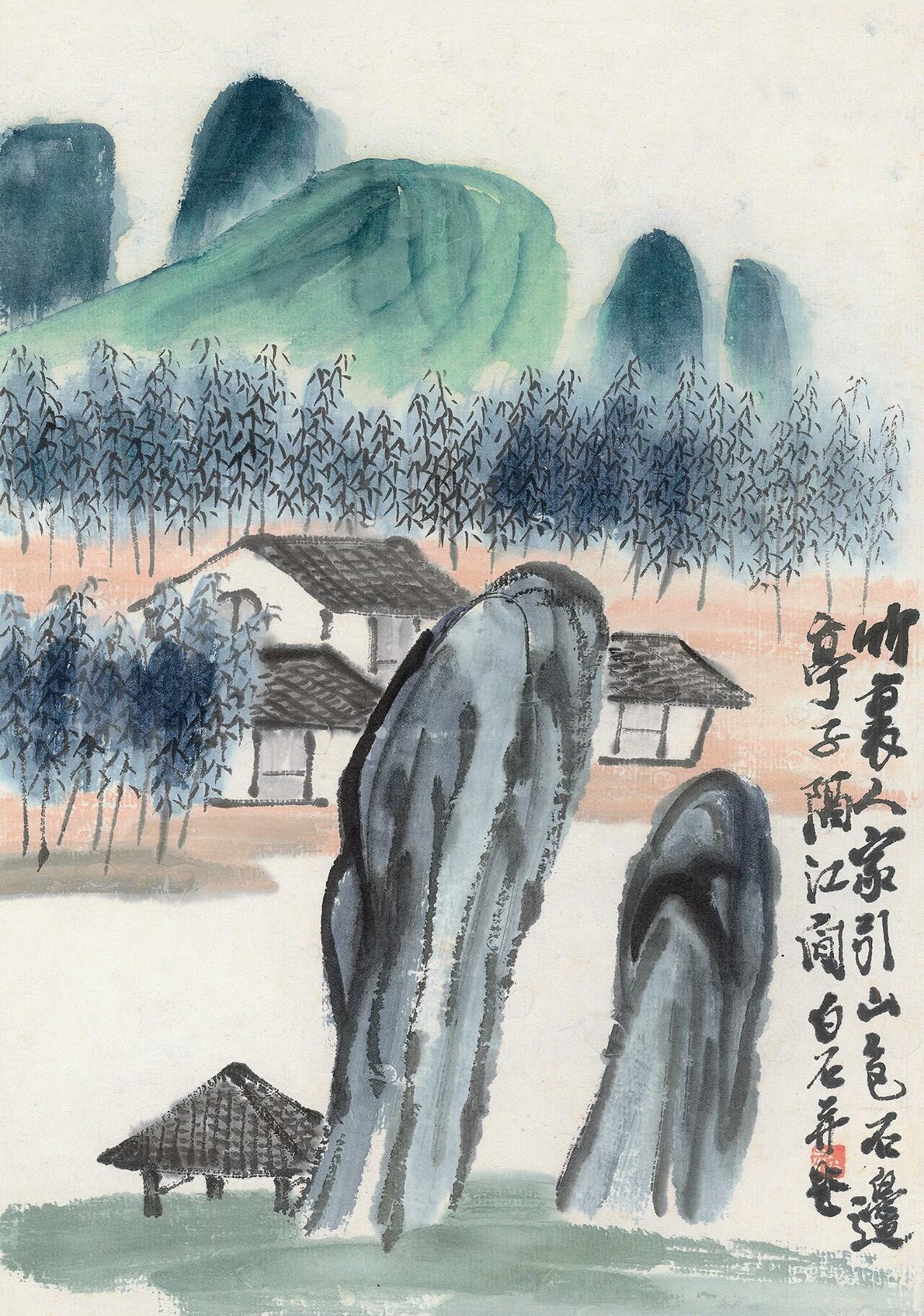 简少,奇新,粗拙丨齐白石山水画