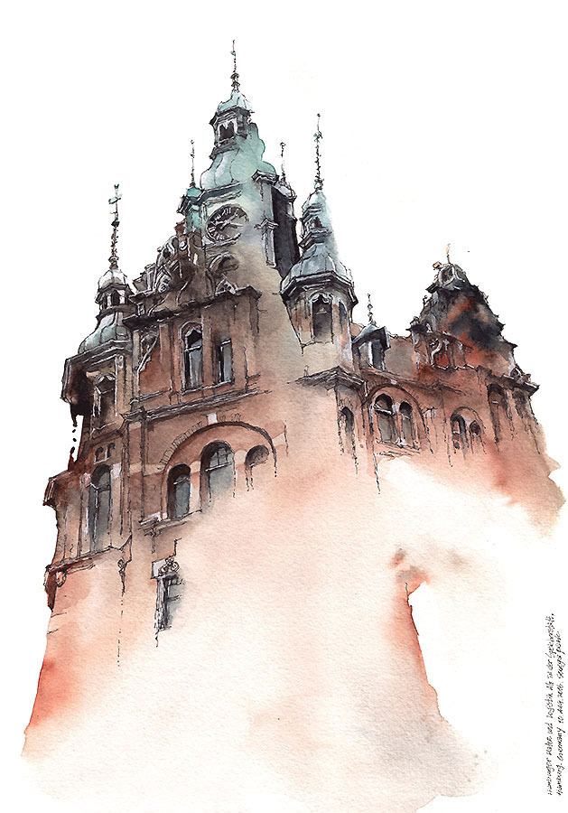 来自艺术家sunga park的建筑水彩画作