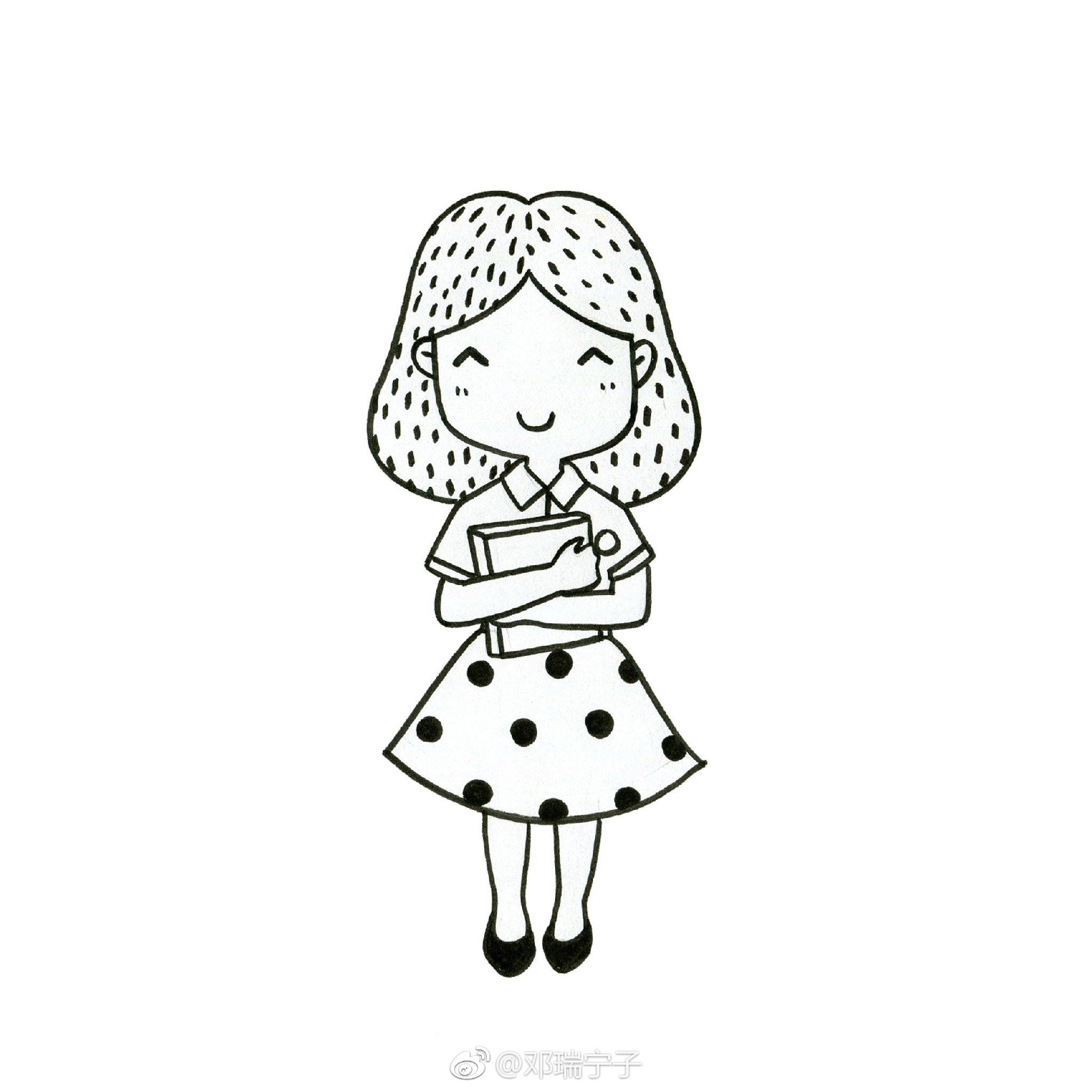 九个萌萌哒黑白简笔画小人物画像~图中哪个比较像你? | cr