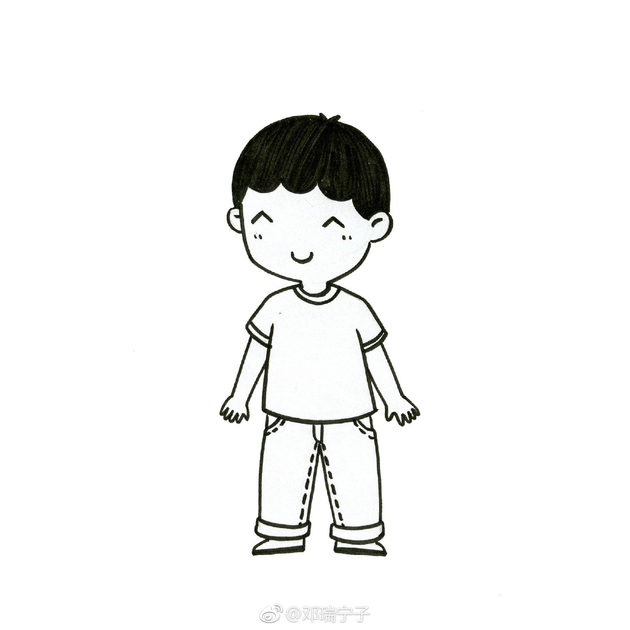 九个萌萌哒黑白简笔画小人物画像~图中哪个比较像你? 67| cr