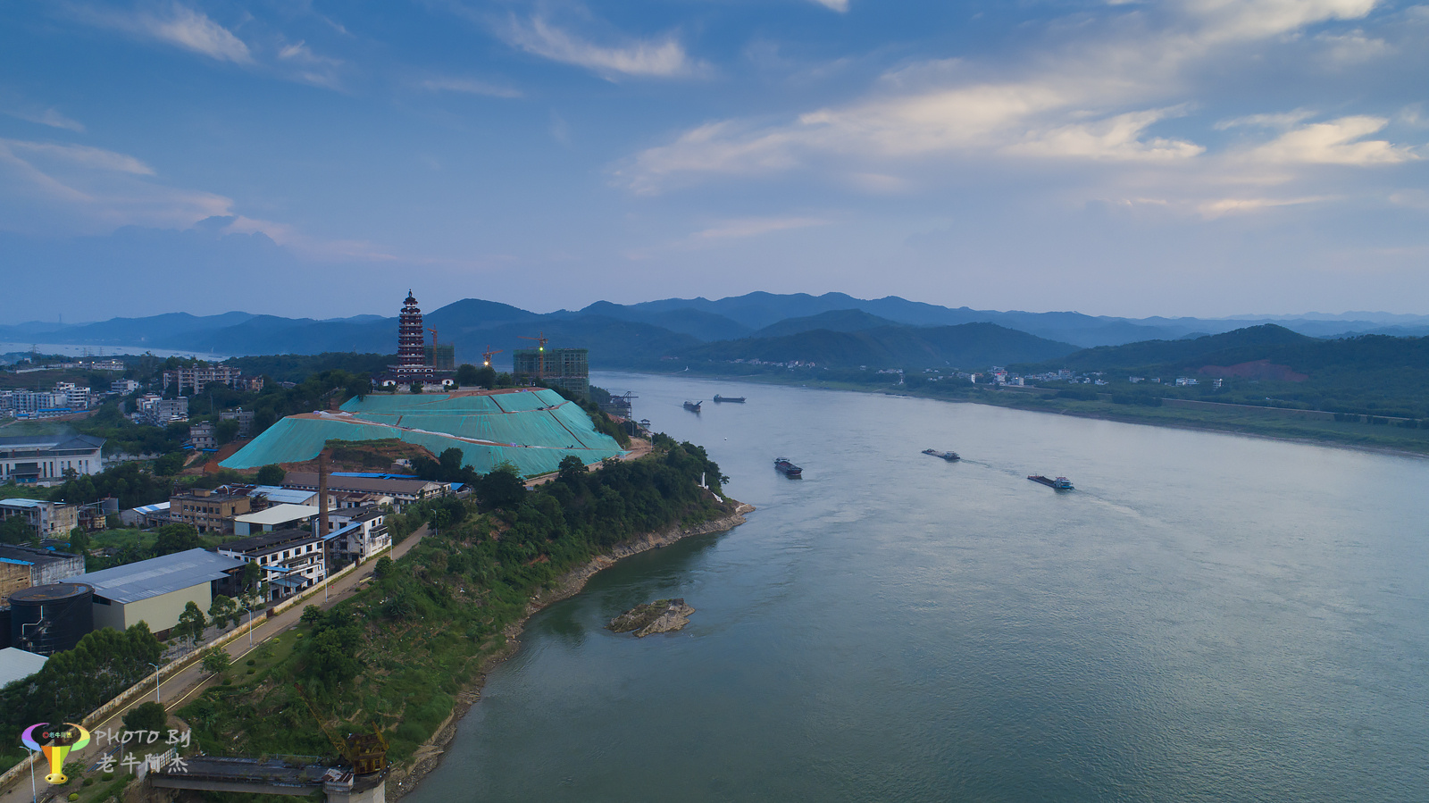 航拍江口新城区景色一组拍摄于肇庆封开城区