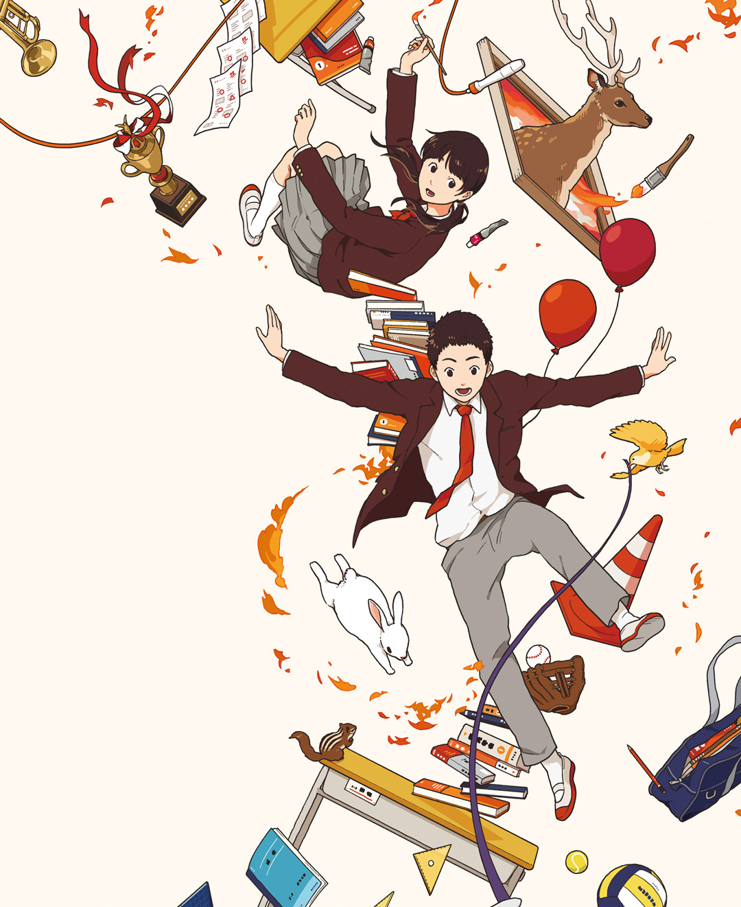 画师ukilog笔下的插画独特的构图与清新的色彩画面洋溢着青春的气息|