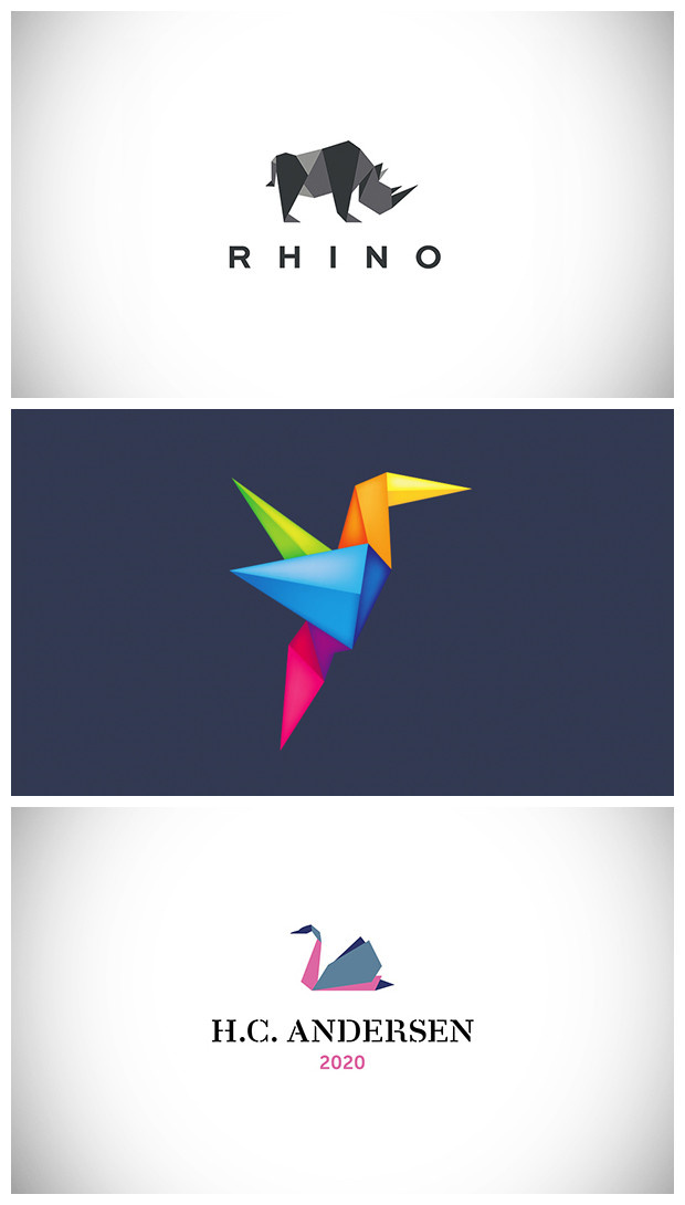 一组折纸风格的logo参考