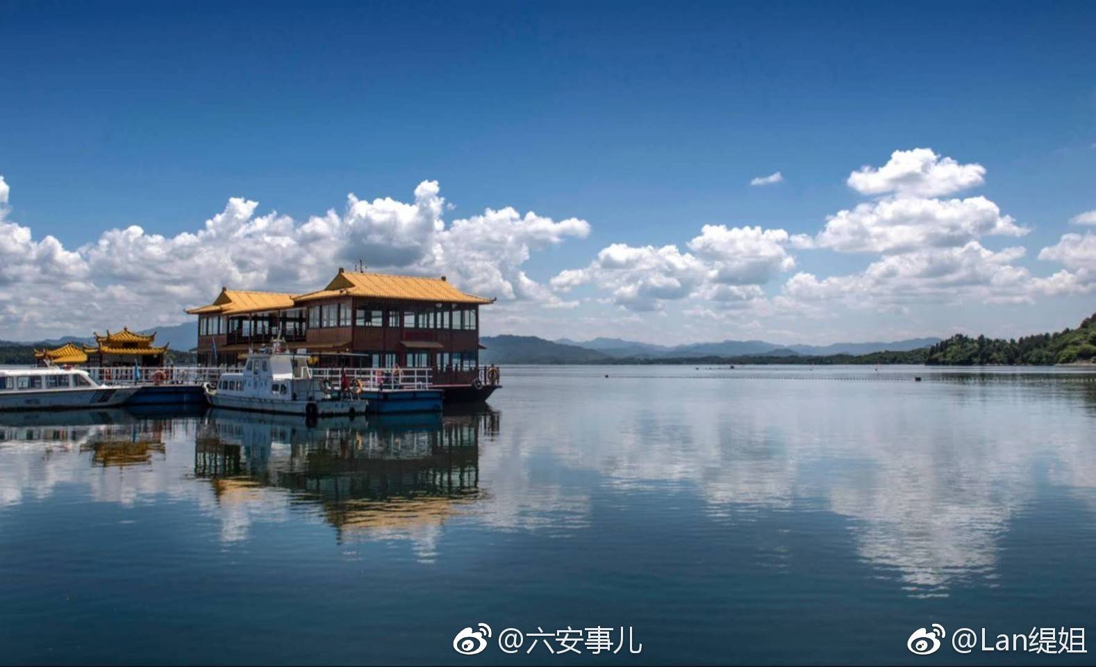 大美六安舒城万佛湖风景区群山环抱碧水蓝天不亏是5a旅游区给力