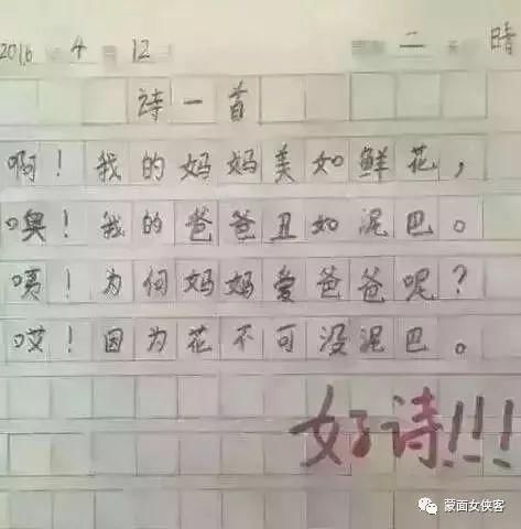 搞笑能夠氣死家長老師的小學生作文